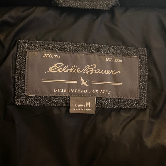 Eddie Bauer Gray Long Down Winter Hooded Coat 
Women's Gray Puffer - Picture 13 of 16